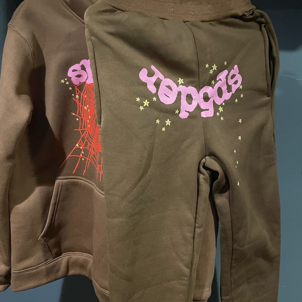 Kids Brown Joggers with Pink and Red Design